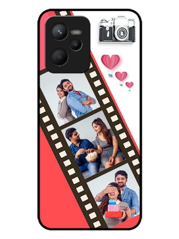 Custom Narzo 50A Prime Personalized Glass Phone Case - 3 Image Holder with Film Reel