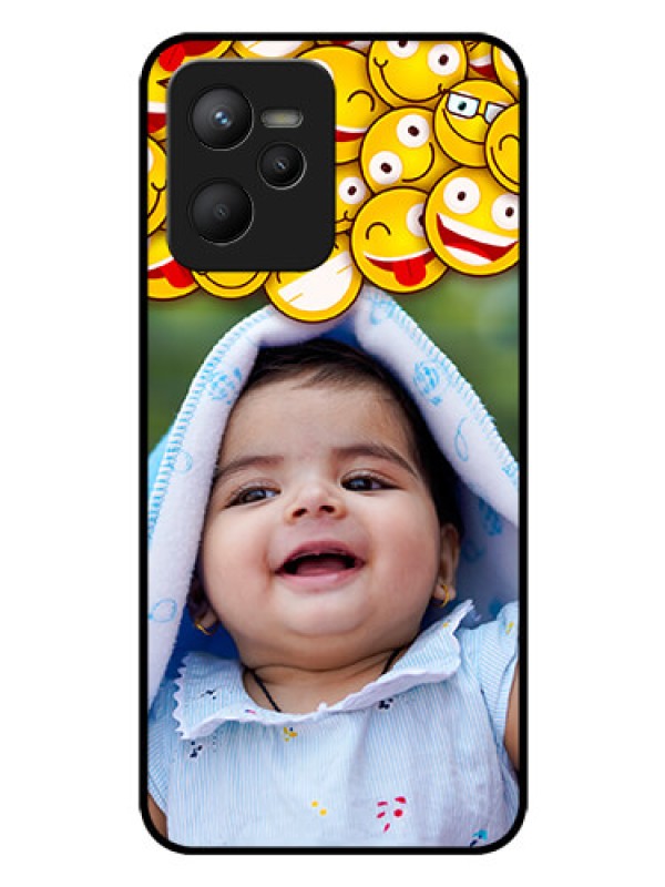 Custom Narzo 50A Prime Custom Glass Mobile Case - with Smiley Emoji Design