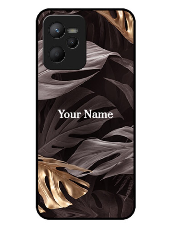 Custom Narzo 50A Prime Personalised Glass Phone Case - Wild Leaves digital paint Design