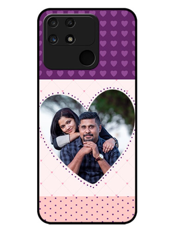 Custom Realme Narzo 50A Custom Glass Phone Case - Violet Love Dots Design