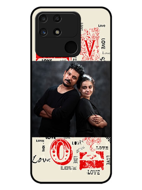 Custom Realme Narzo 50A Photo Printing on Glass Case - Trendy Love Design Case