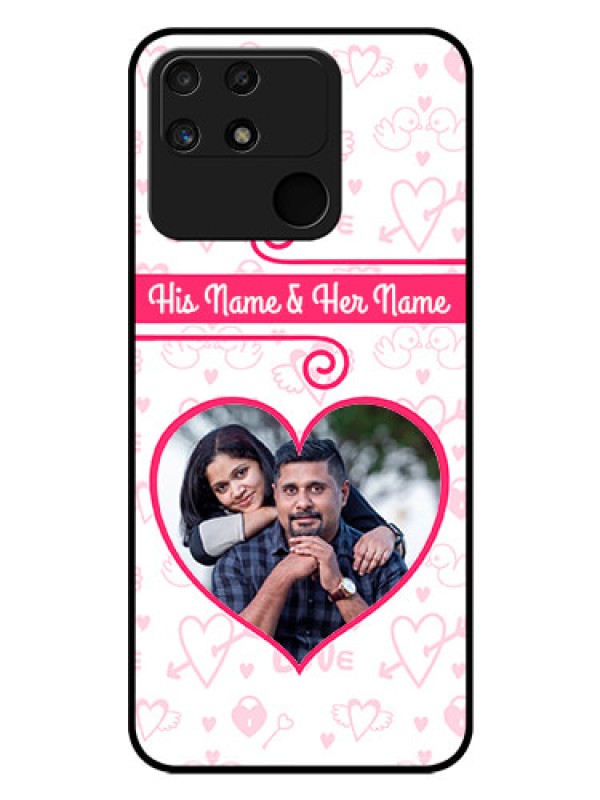Custom Realme Narzo 50A Personalized Glass Phone Case - Heart Shape Love Design
