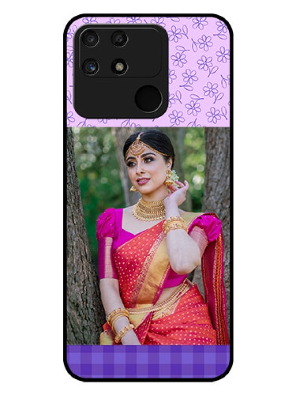 Custom Realme Narzo 50A Custom Glass Phone Case - Purple Floral Design