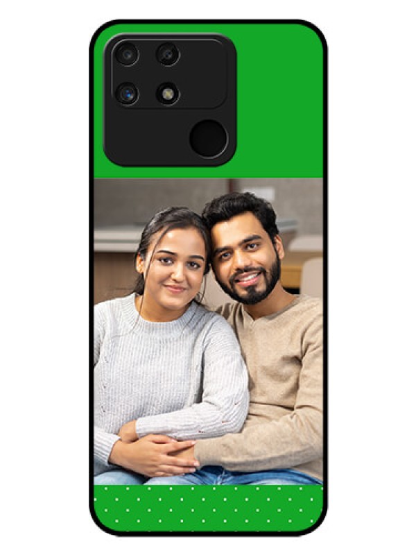 Custom Realme Narzo 50A Personalized Glass Phone Case - Green Pattern Design