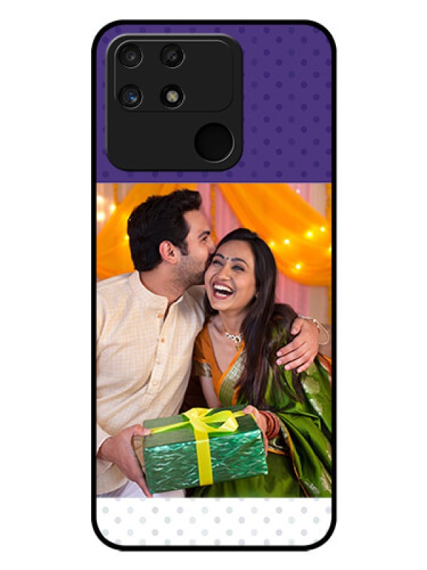 Custom Realme Narzo 50A Personalized Glass Phone Case - Violet Pattern Design