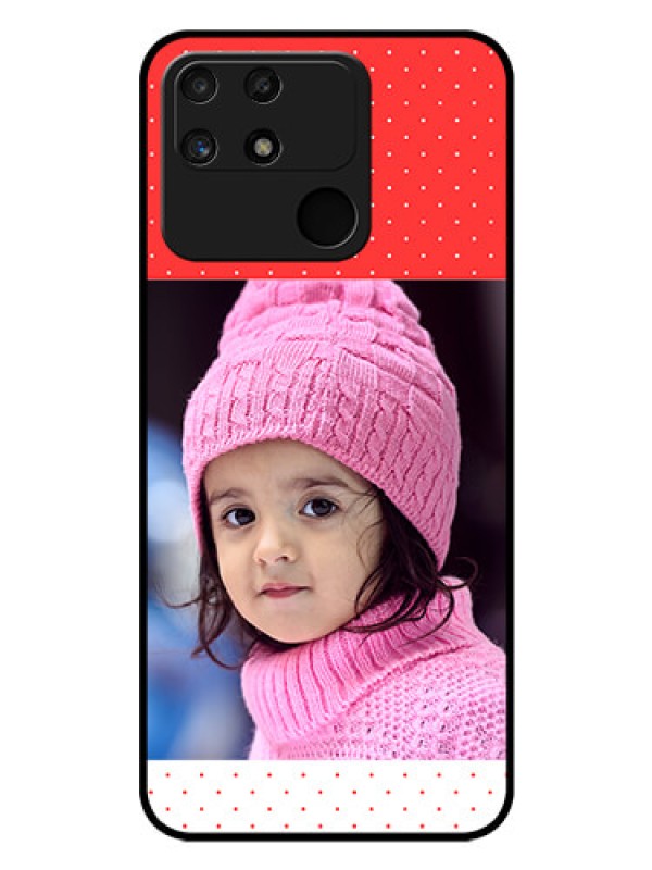 Custom Realme Narzo 50A Photo Printing on Glass Case - Red Pattern Design