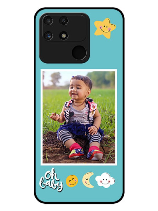Custom Realme Narzo 50A Personalized Glass Phone Case - Smiley Kids Stars Design
