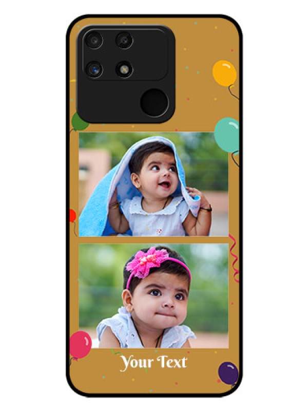 Custom Realme Narzo 50A Personalized Glass Phone Case - Image Holder with Birthday Celebrations Design