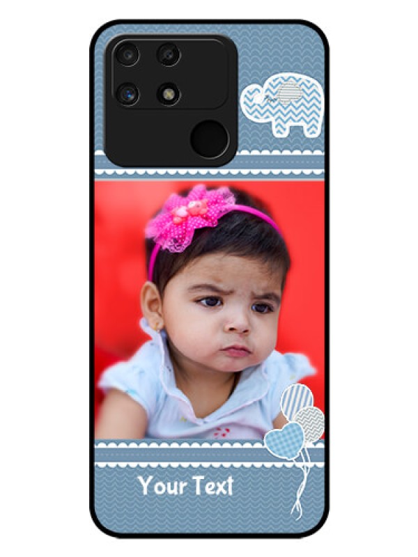 Custom Realme Narzo 50A Photo Printing on Glass Case - with Kids Pattern Design