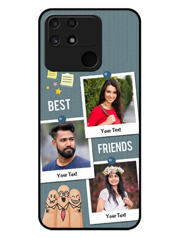 Custom Realme Narzo 50A Personalized Glass Phone Case - Sticky Frames and Friendship Design