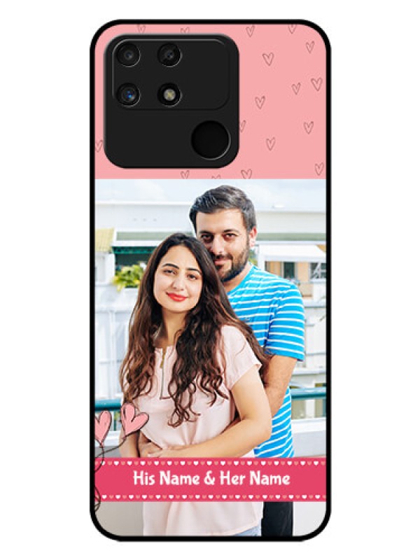 Custom Realme Narzo 50A Personalized Glass Phone Case - Love Design Peach Color