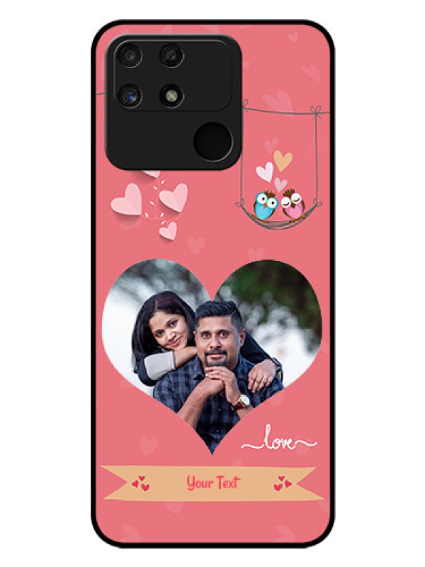 Custom Realme Narzo 50A Personalized Glass Phone Case - Peach Color Love Design