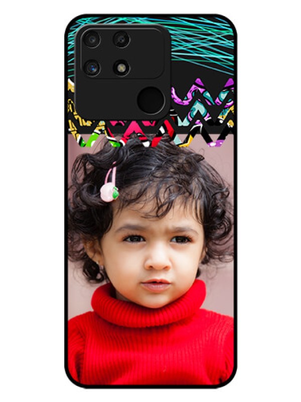Custom Realme Narzo 50A Personalized Glass Phone Case - Neon Abstract Design