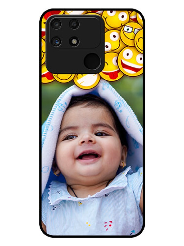 Custom Realme Narzo 50A Custom Glass Mobile Case - with Smiley Emoji Design
