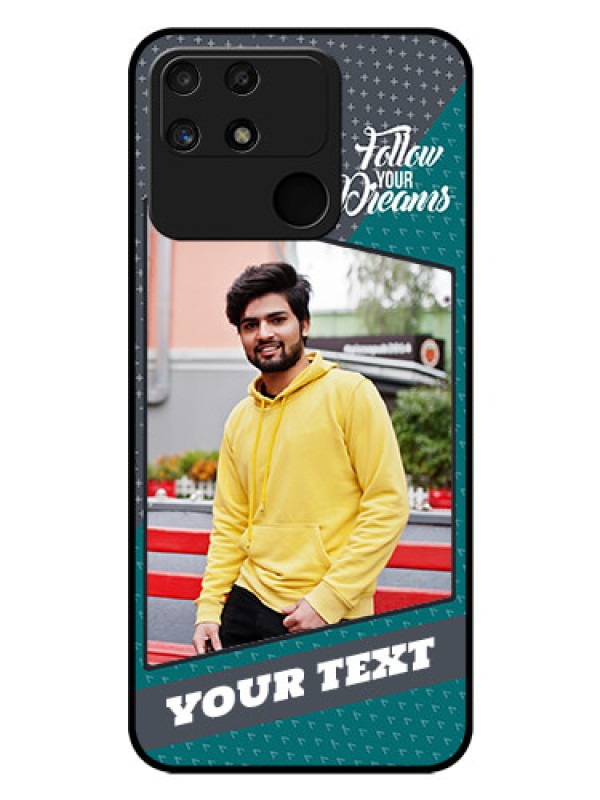 Custom Realme Narzo 50A Personalized Glass Phone Case - Background Pattern Design with Quote