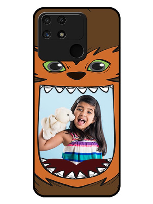 Custom Realme Narzo 50A Photo Printing on Glass Case - Owl Monster Back Case Design