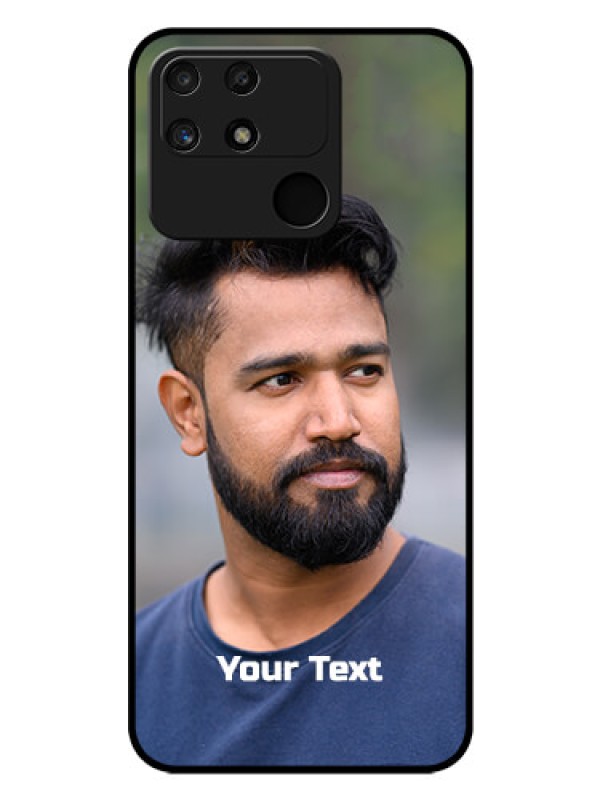 Custom Realme Narzo 50A Glass Mobile Cover: Photo with Text