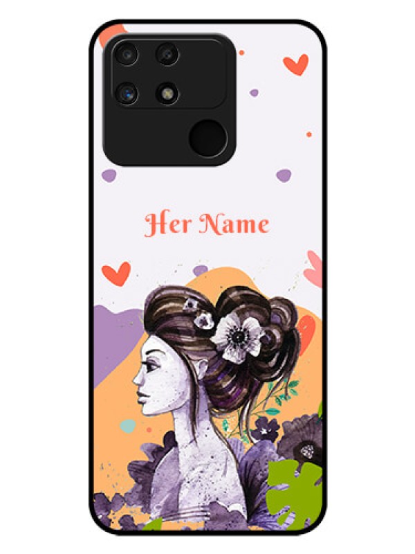 Custom Narzo 50A Personalized Glass Phone Case - Woman And Nature Design