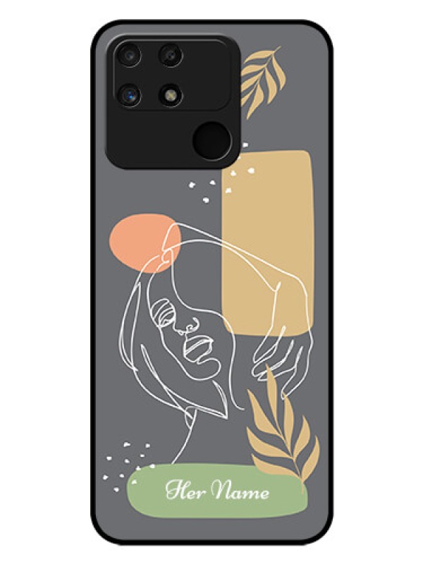Custom Narzo 50A Custom Glass Phone Case - Gazing Woman line art Design
