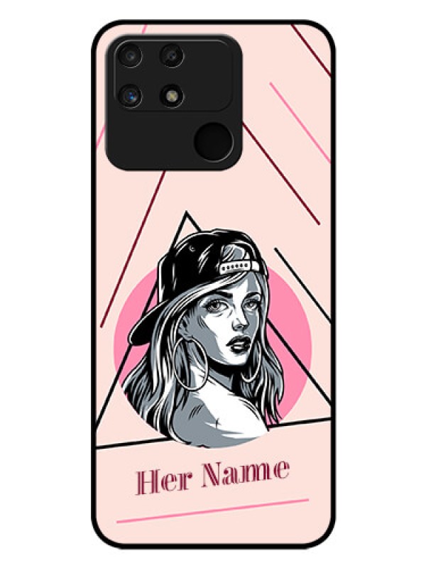 Custom Narzo 50A Personalized Glass Phone Case - Rockstar Girl Design