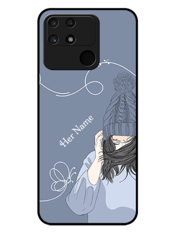 Custom Narzo 50A Custom Glass Mobile Case - Girl in winter outfit Design