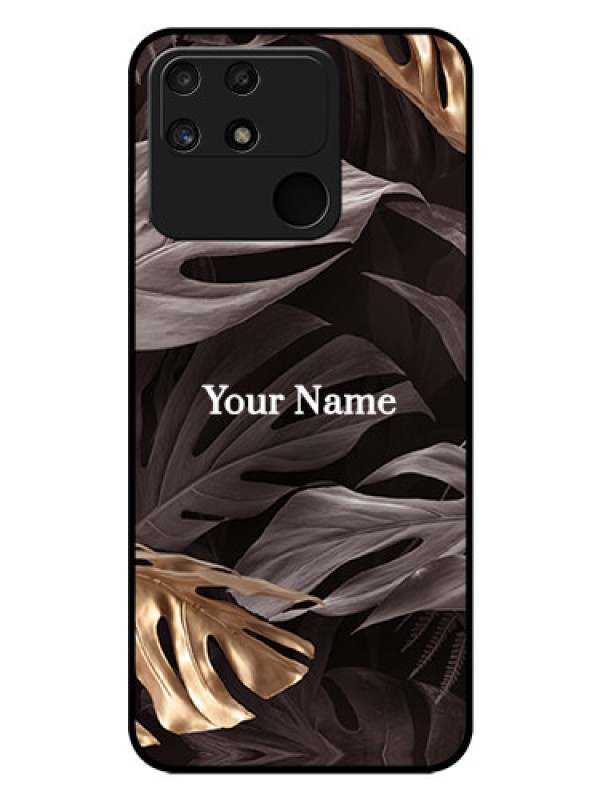 Custom Narzo 50A Personalised Glass Phone Case - Wild Leaves digital paint Design