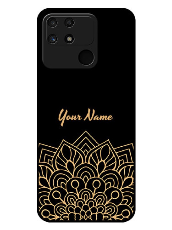 Custom Narzo 50A Custom Glass Phone Case - Golden mandala Design