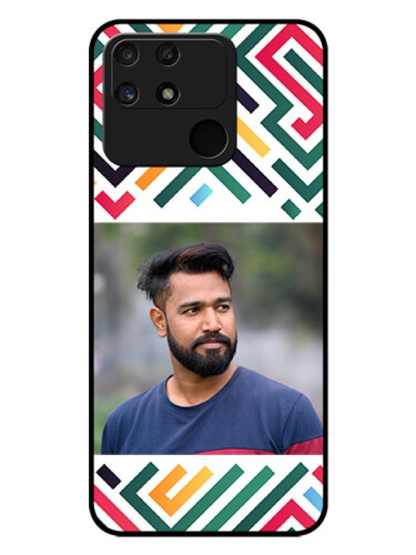 Custom Narzo 50A Personalized Glass Phone Case - Colorful Maze Pattern Design