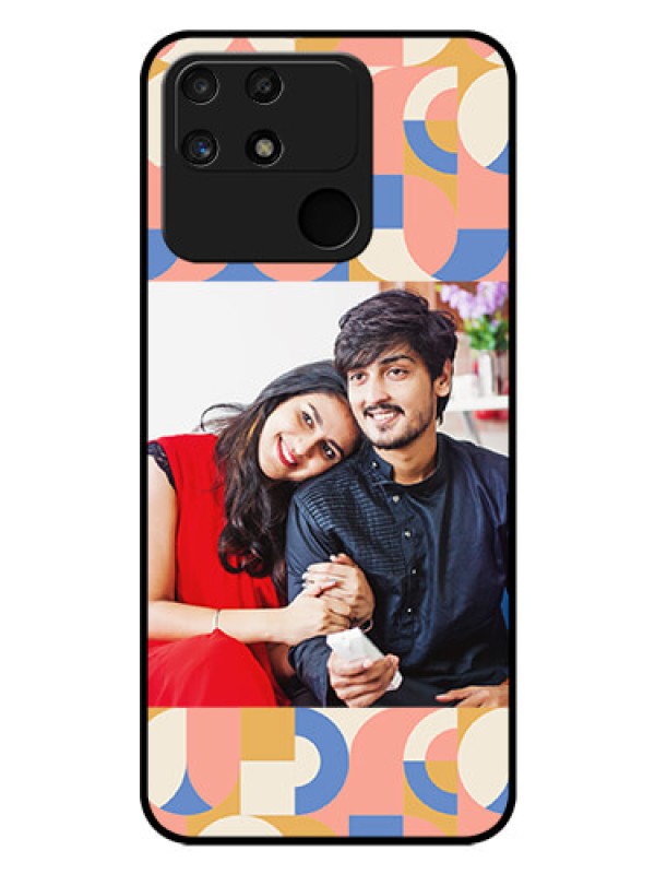 Custom Narzo 50A Photo Printing on Glass Case - Semi-circle Maze Pattern Design