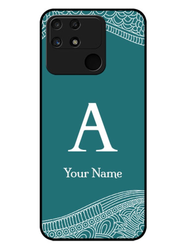 Custom Narzo 50A Personalized Glass Phone Case - line art pattern with custom name Design