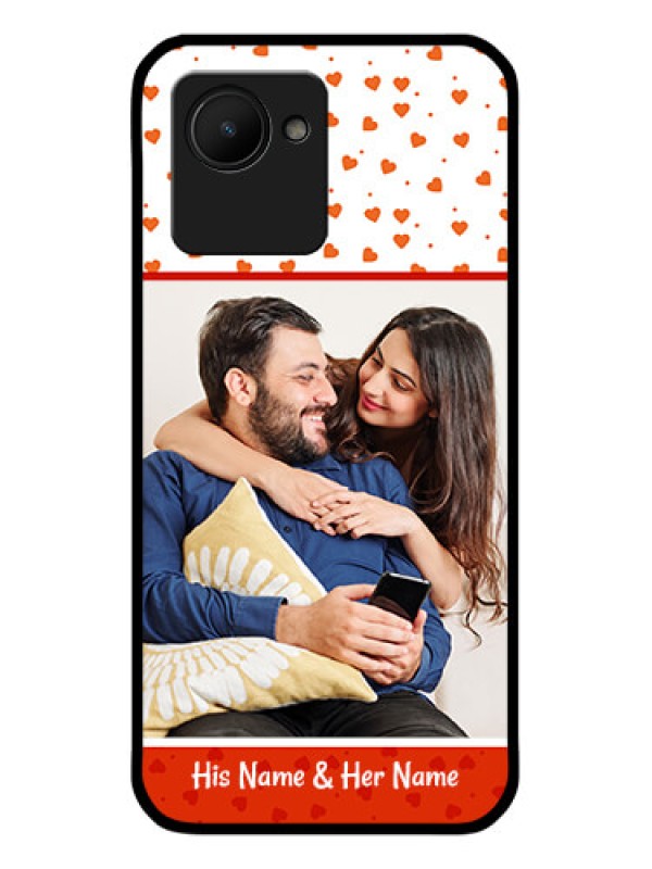 Custom Narzo 50i Prime Custom Glass Phone Case - Orange Love Symbol Design