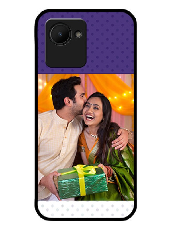 Custom Narzo 50i Prime Personalized Glass Phone Case - Violet Pattern Design