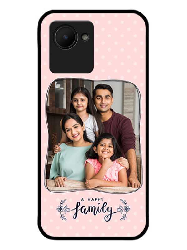 Custom Narzo 50i Prime Custom Glass Phone Case - Family with Dots Design