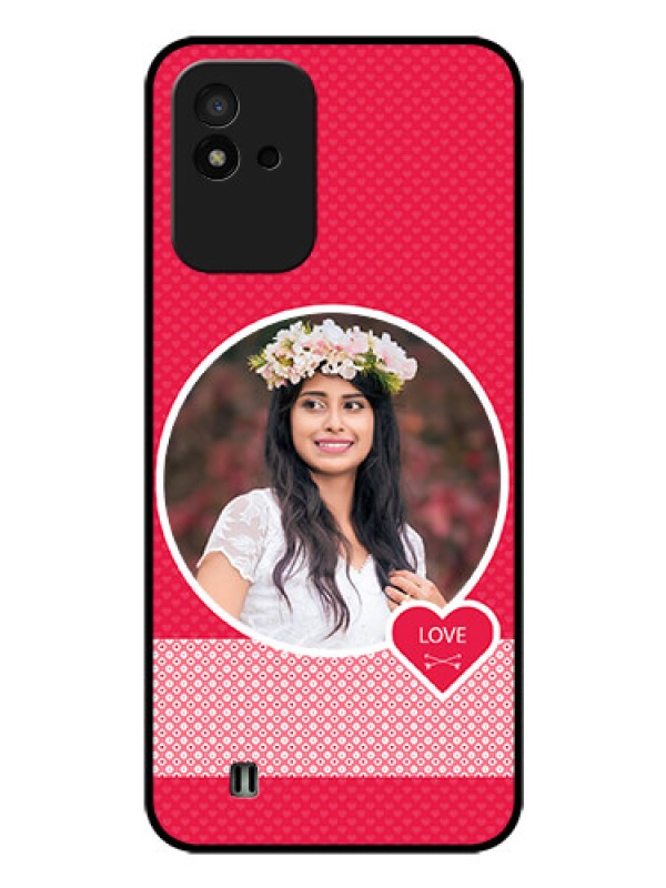 Custom Realme Narzo 50i Personalised Glass Phone Case - Pink Pattern Design