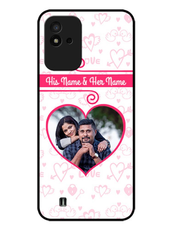 Custom Realme Narzo 50i Personalized Glass Phone Case - Heart Shape Love Design