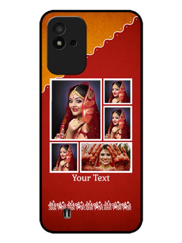 Custom Realme Narzo 50i Personalized Glass Phone Case - Wedding Pic Upload Design