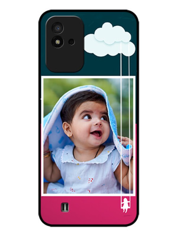 Custom Realme Narzo 50i Custom Glass Phone Case - Cute Girl with Cloud Design