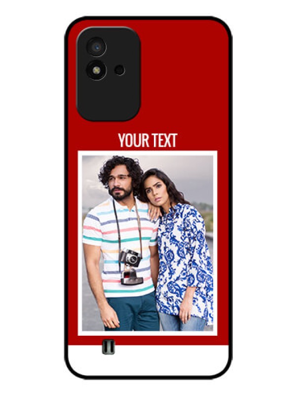 Custom Realme Narzo 50i Personalized Glass Phone Case - Simple Red Color Design