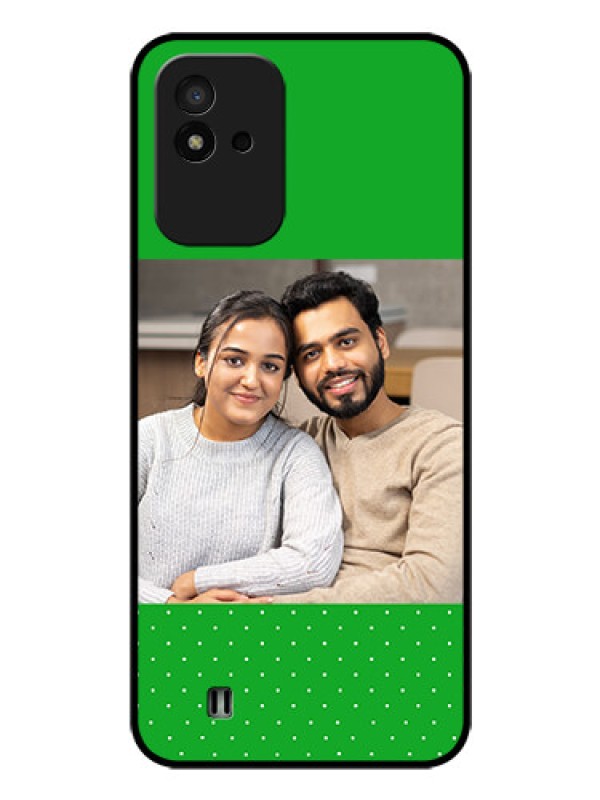 Custom Realme Narzo 50i Personalized Glass Phone Case - Green Pattern Design