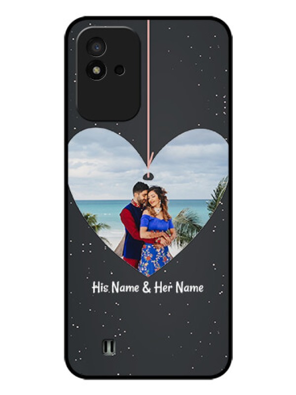 Custom Realme Narzo 50i Custom Glass Phone Case - Hanging Heart Design