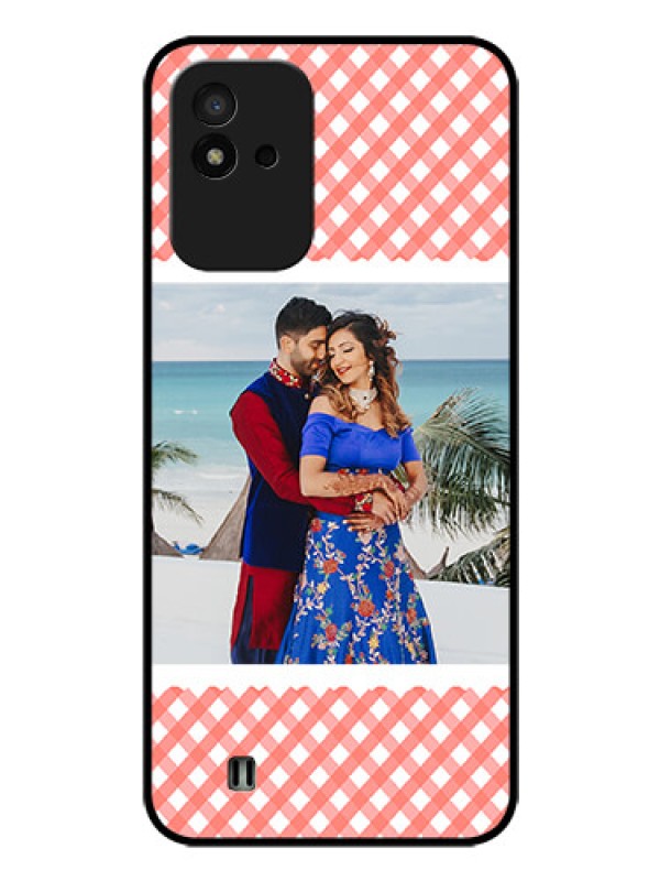 Custom Realme Narzo 50i Personalized Glass Phone Case - Pink Pattern Design