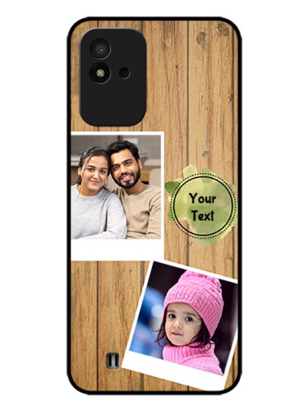 Custom Realme Narzo 50i Custom Glass Phone Case - Wooden Texture Design