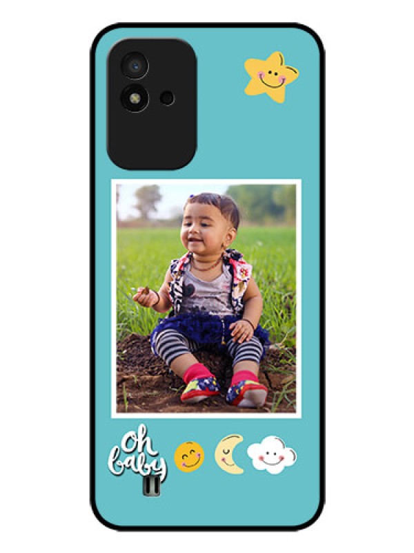 Custom Realme Narzo 50i Personalized Glass Phone Case - Smiley Kids Stars Design