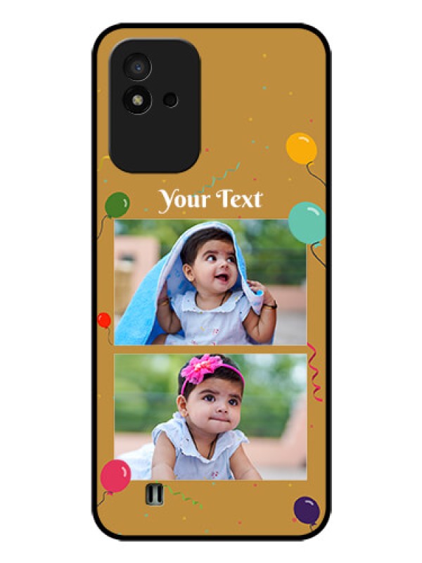 Custom Realme Narzo 50i Personalized Glass Phone Case - Image Holder with Birthday Celebrations Design