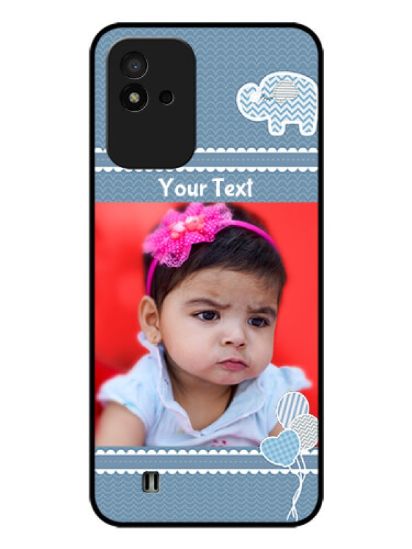 Custom Realme Narzo 50i Photo Printing on Glass Case - with Kids Pattern Design