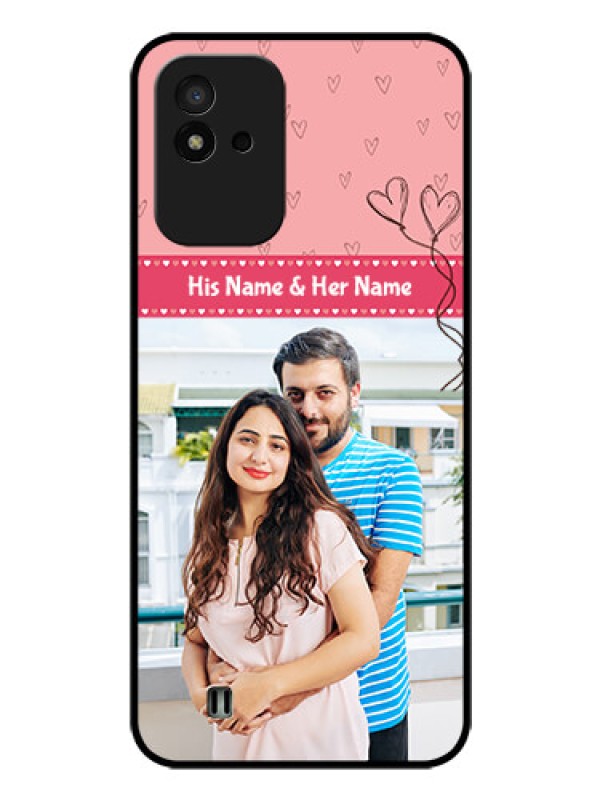 Custom Realme Narzo 50i Personalized Glass Phone Case - Love Design Peach Color