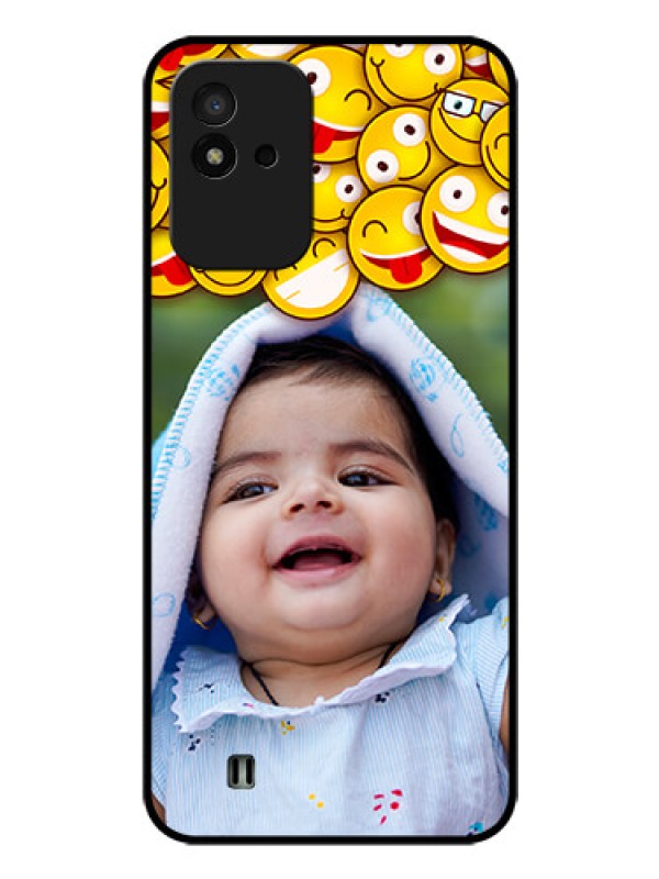 Custom Realme Narzo 50i Custom Glass Mobile Case - with Smiley Emoji Design