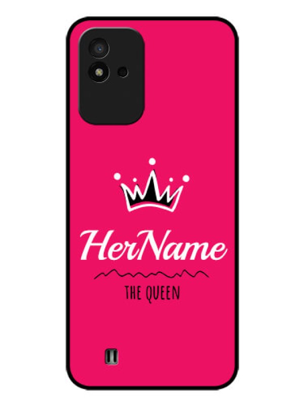 Custom Realme Narzo 50i Glass Phone Case Queen with Name