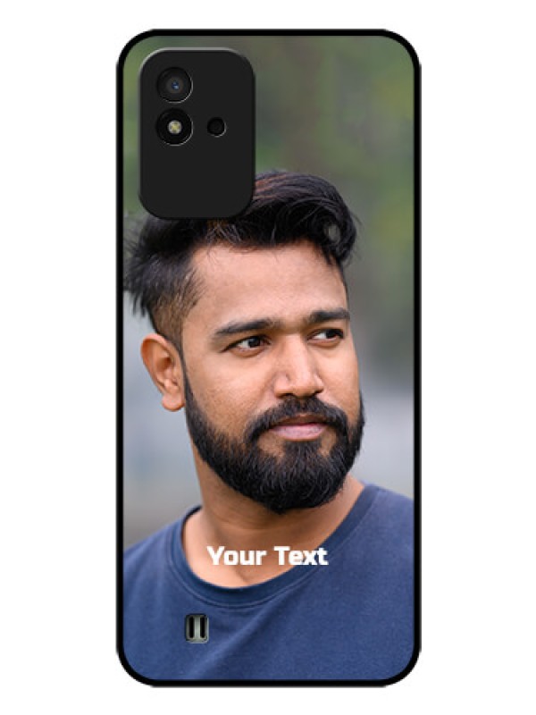 Custom Realme Narzo 50i Glass Mobile Cover: Photo with Text