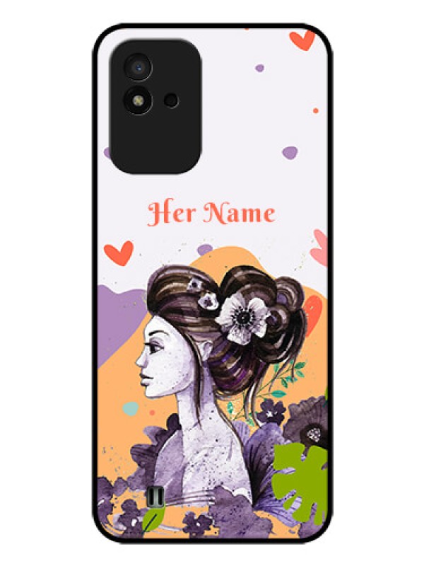 Custom Narzo 50I Personalized Glass Phone Case - Woman And Nature Design